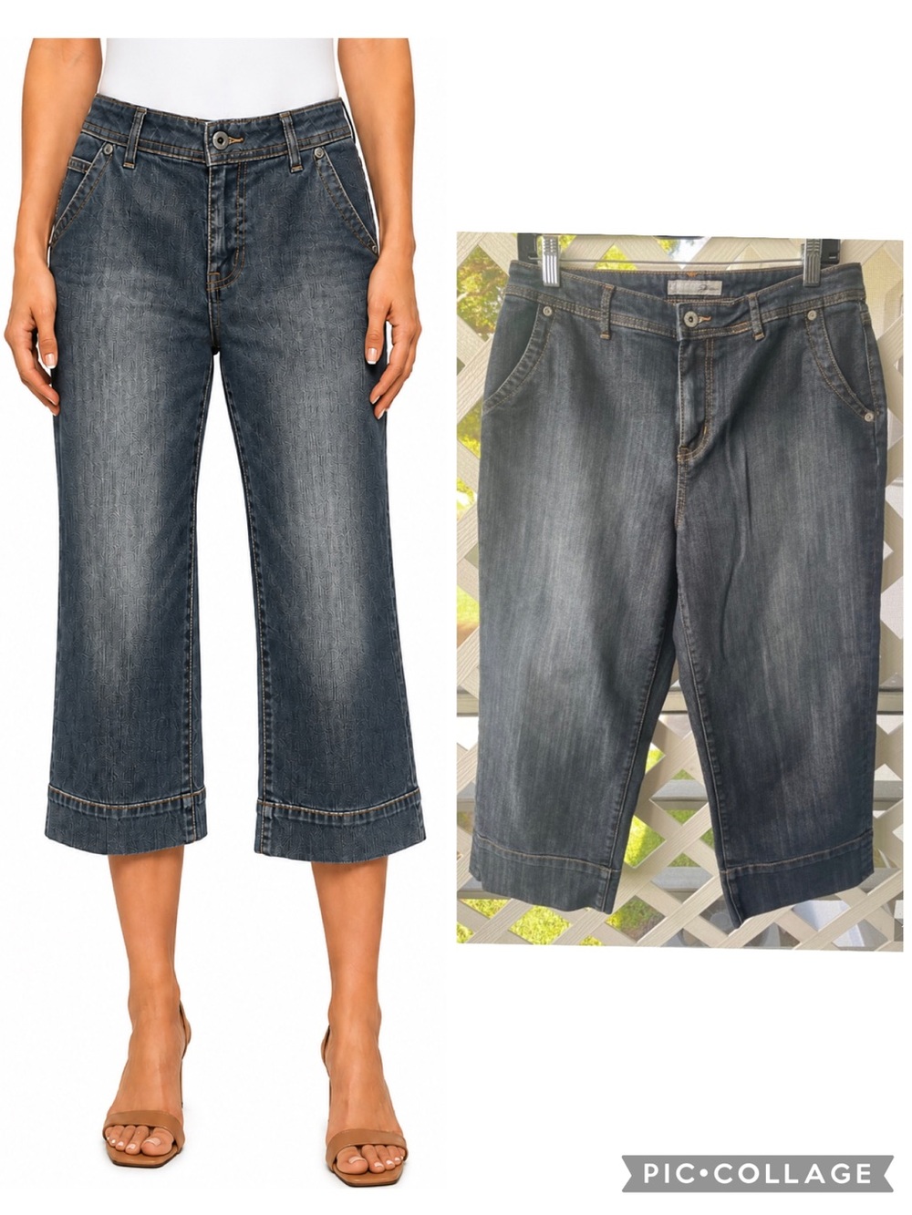 Chico’s Platinum Sara Beth Wide Leg Cropped Jeans